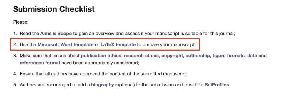 Template location on MDPI website. Using templates easily.