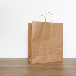 flat-bottom shopping bag made of paper